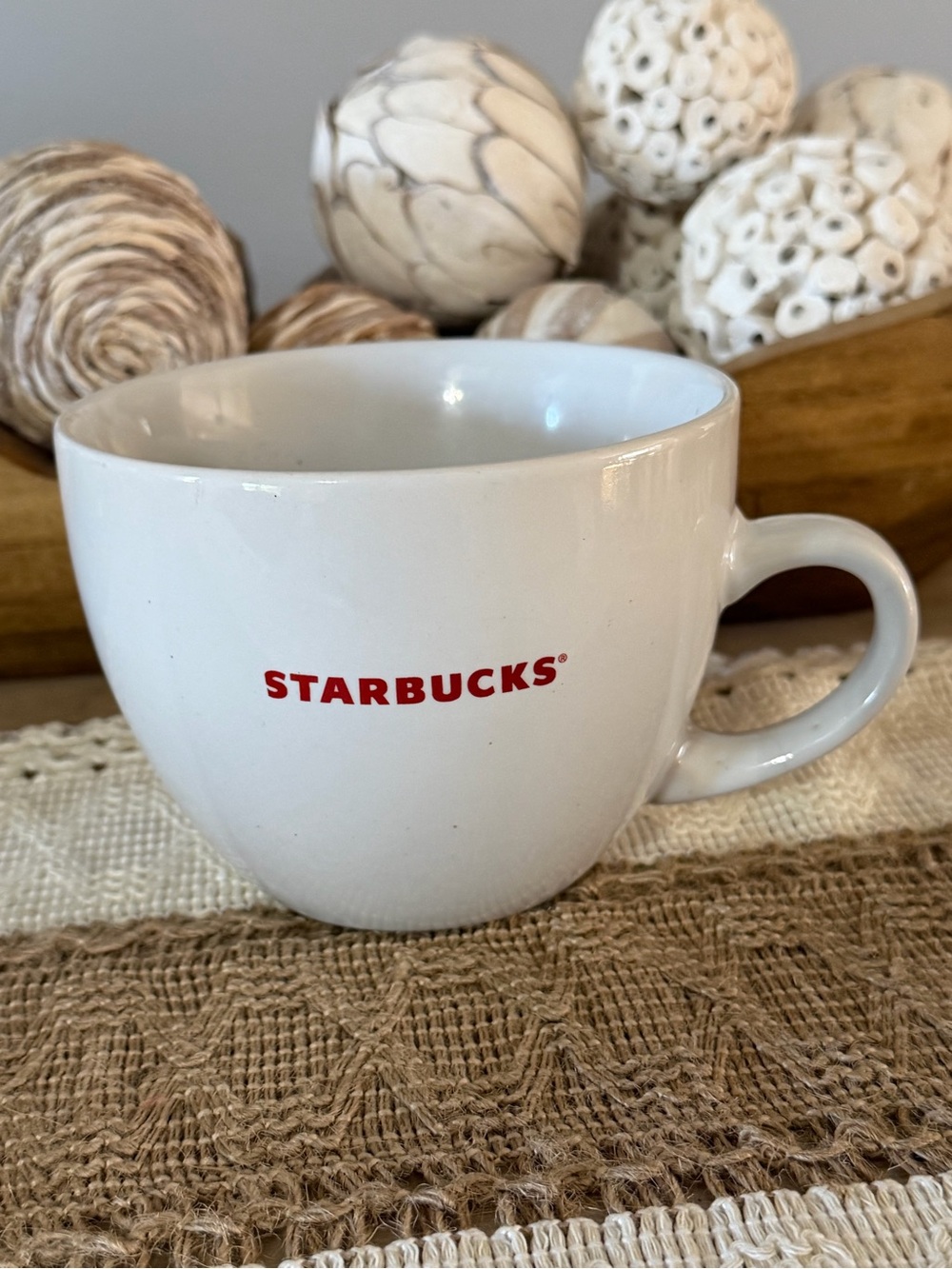 Starbucks Mouth Coffee Mug / Soup Bowl (18 oz) - Red Logo Text